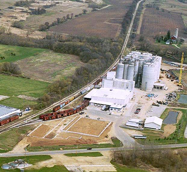 Aerial view of Didion plant from the west, looking east. Shows clearly that Didion built many more silos than permitted.