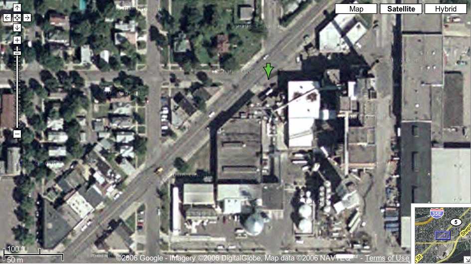 Satellite view illustrating proximity of Gopher State Etheanol plant to residents of St. Paul
